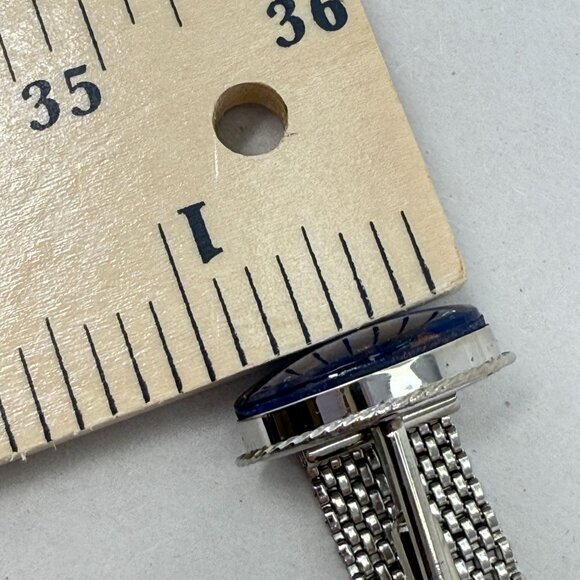 Dichroic Glass Cufflinks Light Blue Vintage Bubble Unique Round Men Formal Groom - Picture 7 of 9